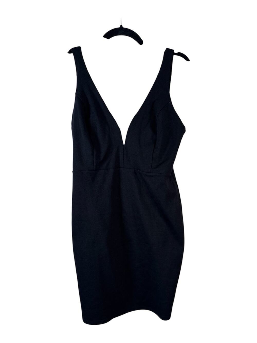 Lulus Black Bodycon Mini Dress Womens L LBD Sleeveless Cocktail Party Glam